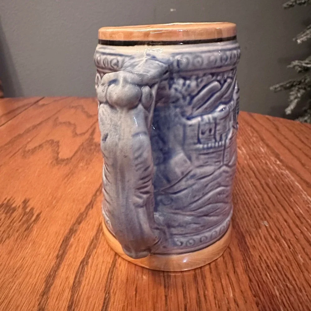 Vintage Chicago Skyline Beer Stein Japan Blue Ceramic Mug Sears Tower